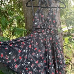 Hell Bunny Sparrows & Anchors Pin-Up Emo Rockabilly Polka Dot Halter Dress